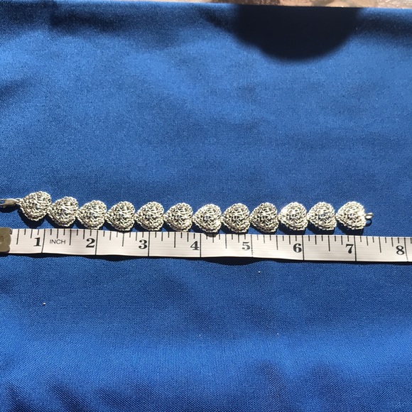 Bolivian Signed SA 925 Vintage Sterling Silver Heart Bracelet - Picture 12 of 12